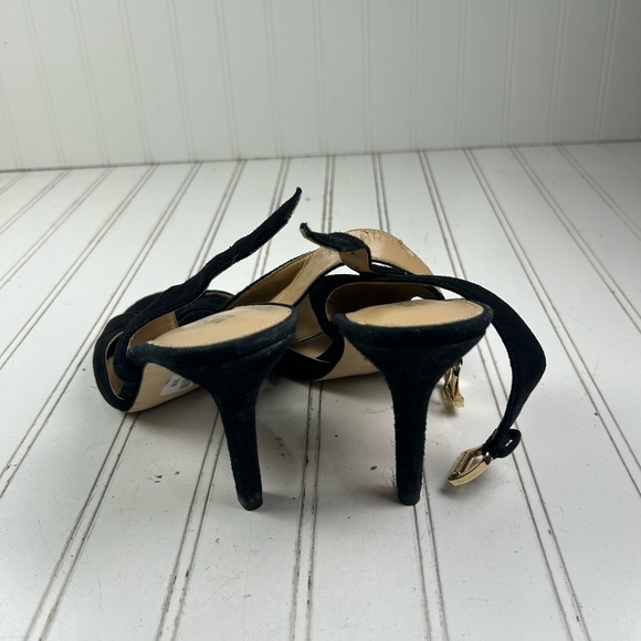 Michael Kors Black Suede Becky Open-Toe Slingback Heels Womenโs Size 9.5 - Picture 9 of 12